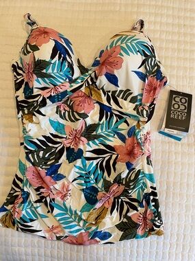 NWT Coco Reef Tropical Floral Tankini Top 36D